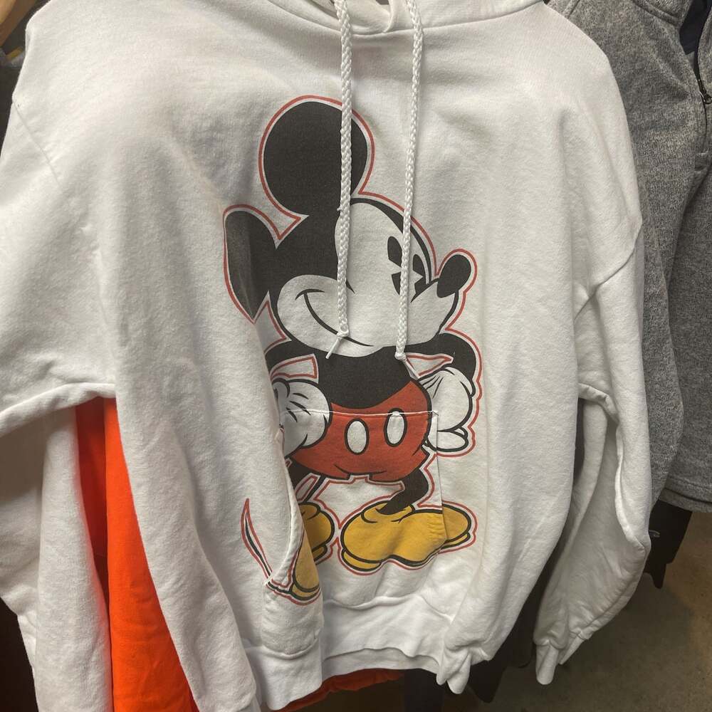 Disney Parks Mickey Mouse White Pullover Hoodie Sweatshirt